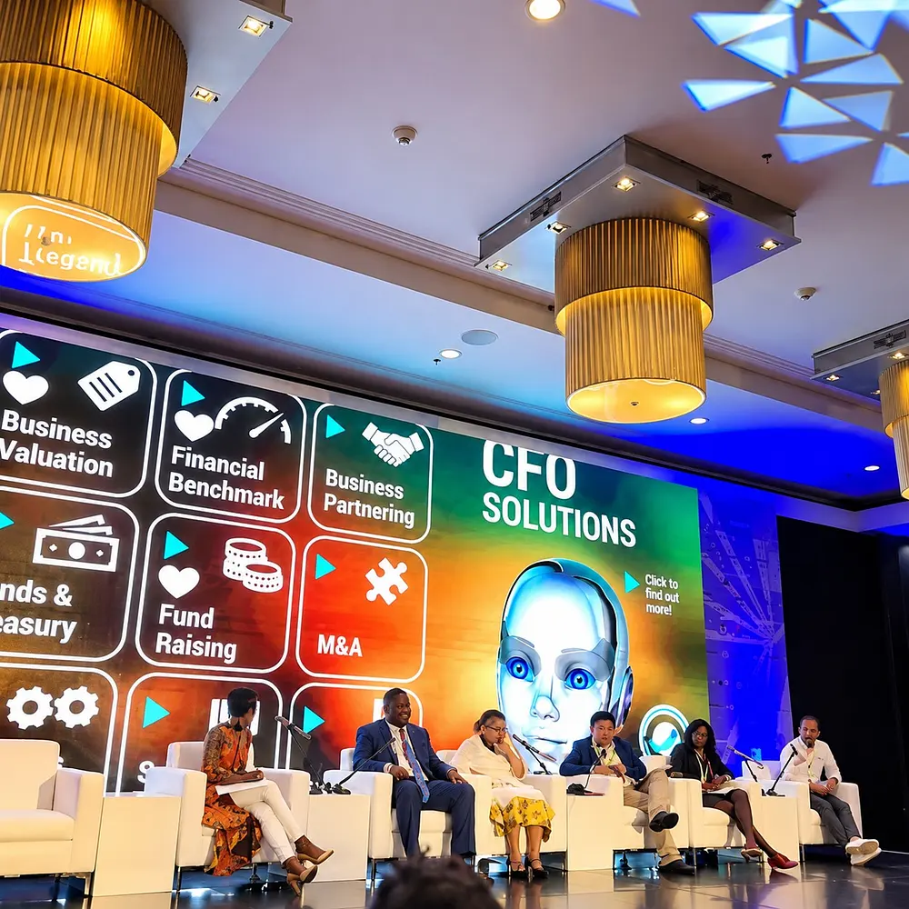 CFO Solutions panel on stage